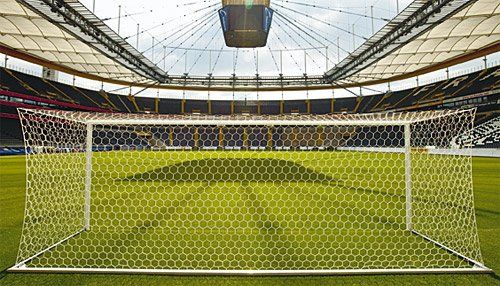 Fotbalová branková síť 7,5x2,5x2x2m 3,5mm plástvová oka žlutá