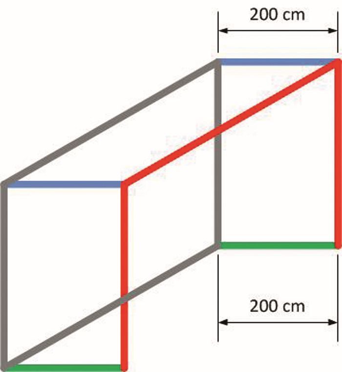 Fotbalová branková síť 7,5 x 2,5 x 2 x 2 m 3 mm oko 4,5 x 4,5 cm bílá