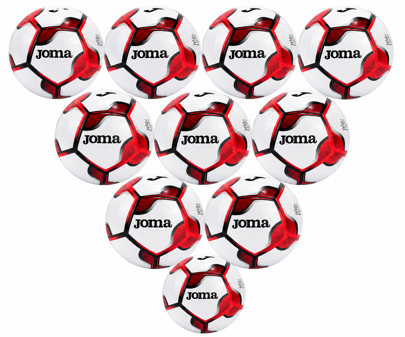 10x Fotbalový míč Joma Challenge IV bílá/červená