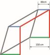Fotbalová branková síť 7,5 x 2,5 m x 0,8 x 1,5 m 4 mm modrá/bílá