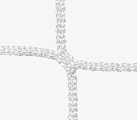 Fotbalová branková síť 7,5x2,5x2x2m 3,5mm plástvová oka, bílá