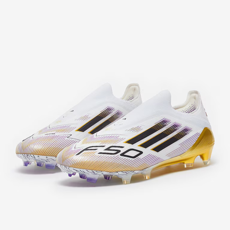 Kopačky adidas F50 Elite Laceless FG bílá/černá/zlatá