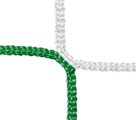 Fotbalová branková síť 7,5 x 2,5 m x 0,8 x 1,5 m 4 mm zelená/bílá 