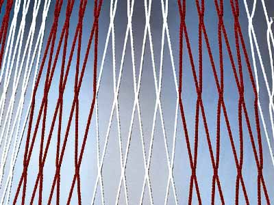 Fotbalové brankové sítě 7,5 x 2,5 x 2 x 2 m bílá/červená