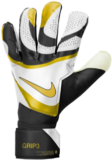 Brankářské rukavice Nike GRIP3 bílá/černá/zlatá