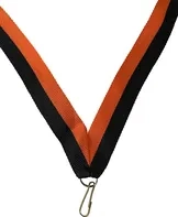 Stuha na medaile s karabinkou černá/oranžová C22