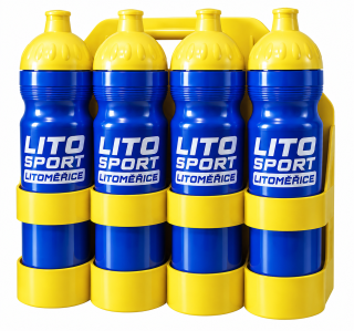 Sportovní láhve na pití 1l 8ks + nosič žlutá/modrá/žlutá