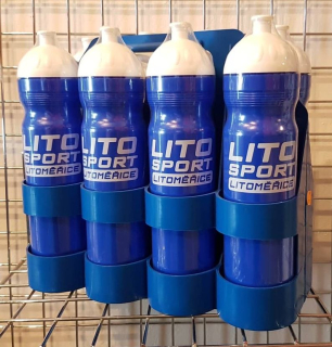 Sportovní láhve na pití 1l 8ks + nosič modrá/modrá/bílá