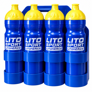 Sportovní láhve na pití 1l 8ks + nosič modrá/modrá/žlutá